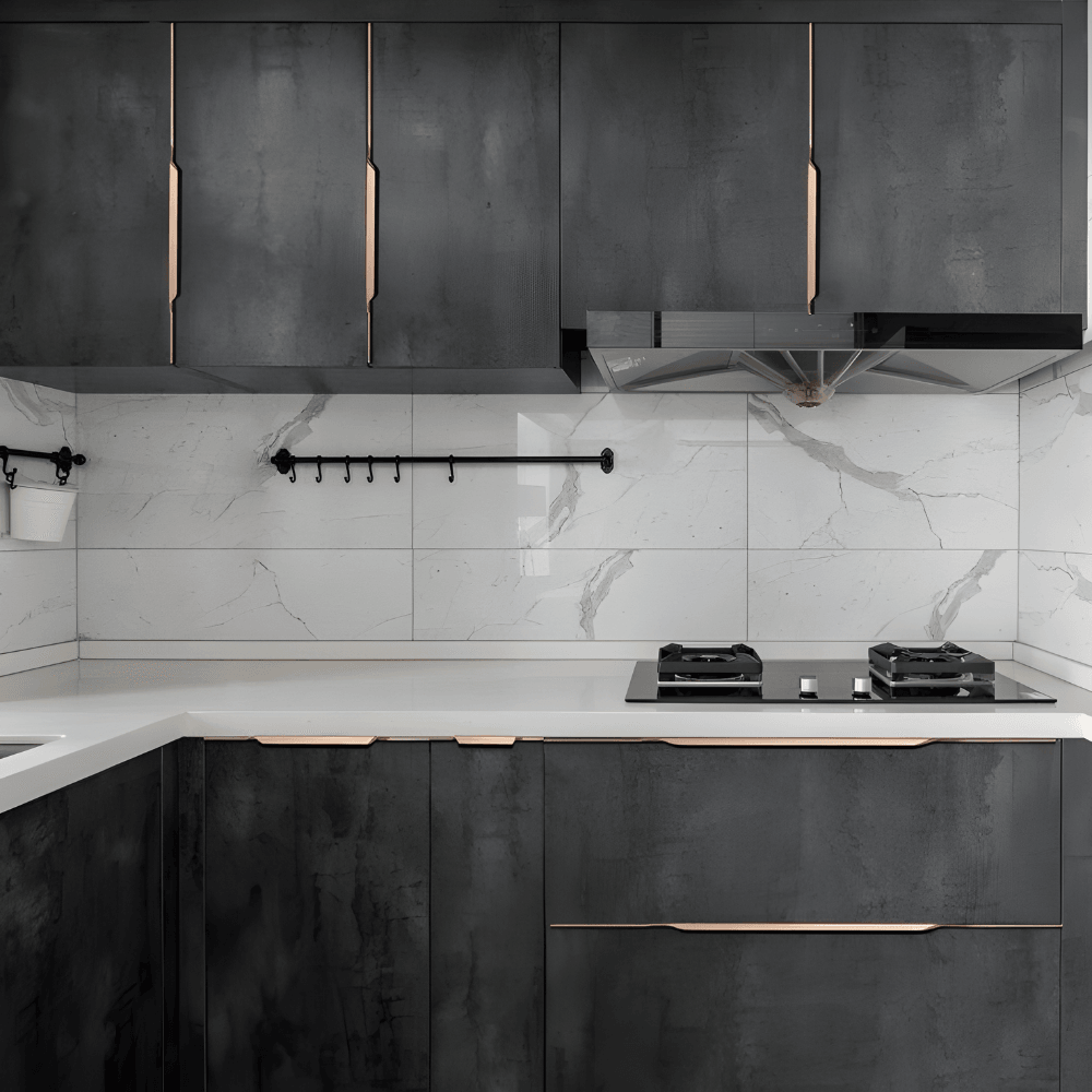 Corner Profile Cabinet With Anti-Fingerprint Finish And Hidden Handleless