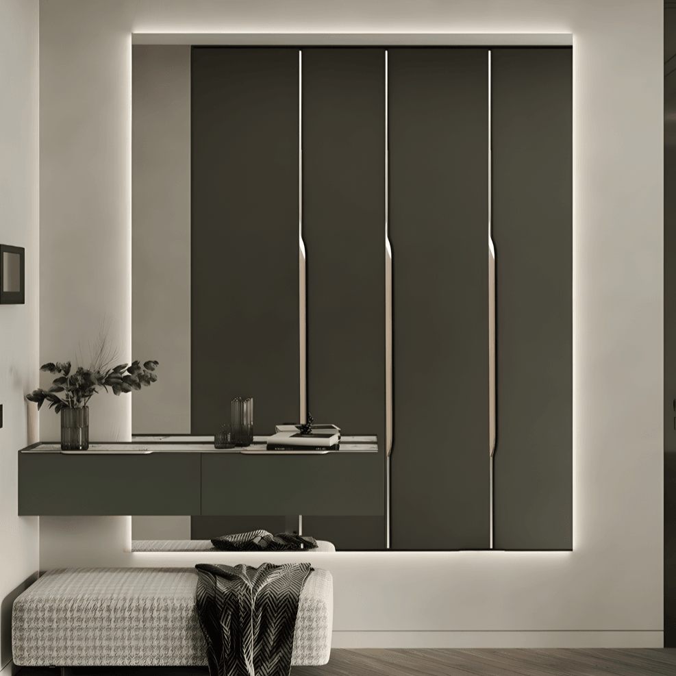 Corner Profile Cabinet With Anti-Fingerprint Finish And Hidden Handleless