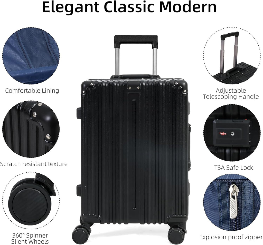 Equipaje de aluminio: cerradura TSA y ruedas giratorias silenciosas | Ka-mostore