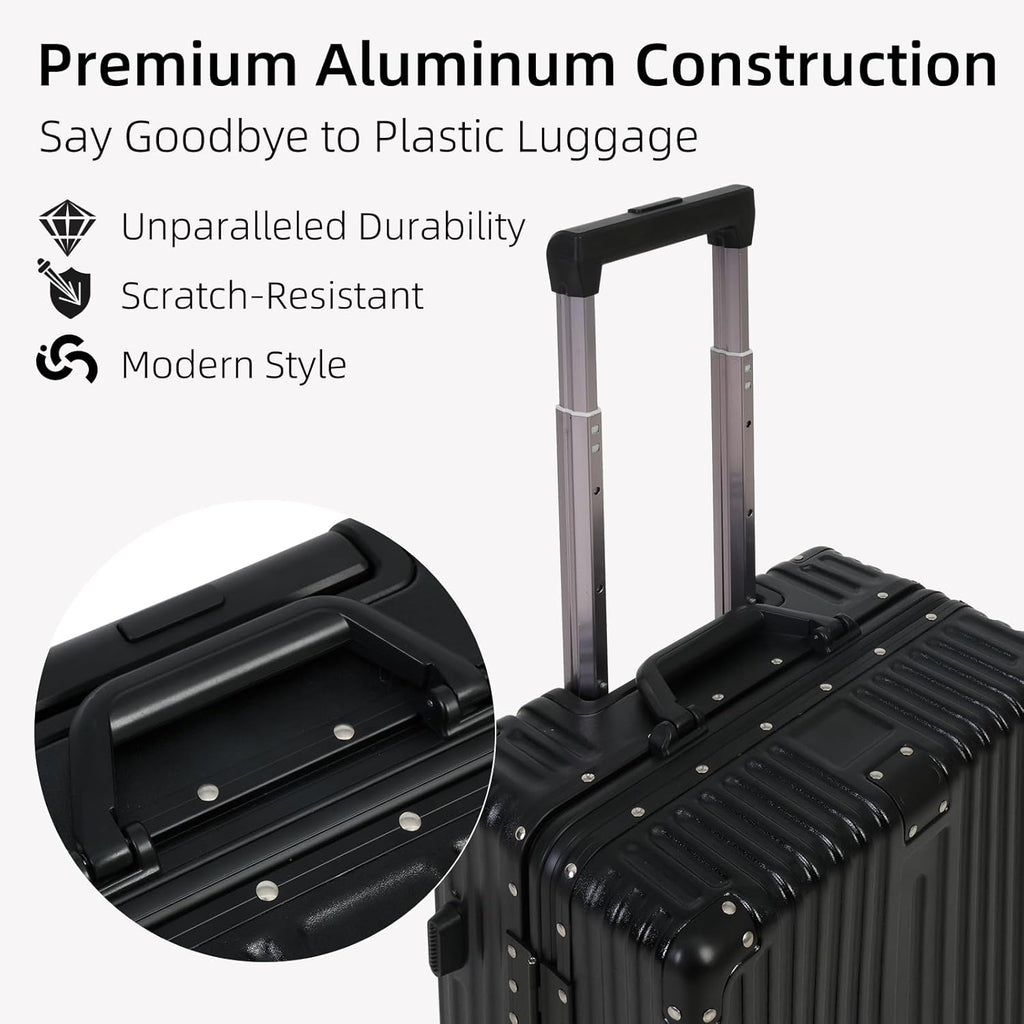 Equipaje de aluminio: cerradura TSA y ruedas giratorias silenciosas | Ka-mostore