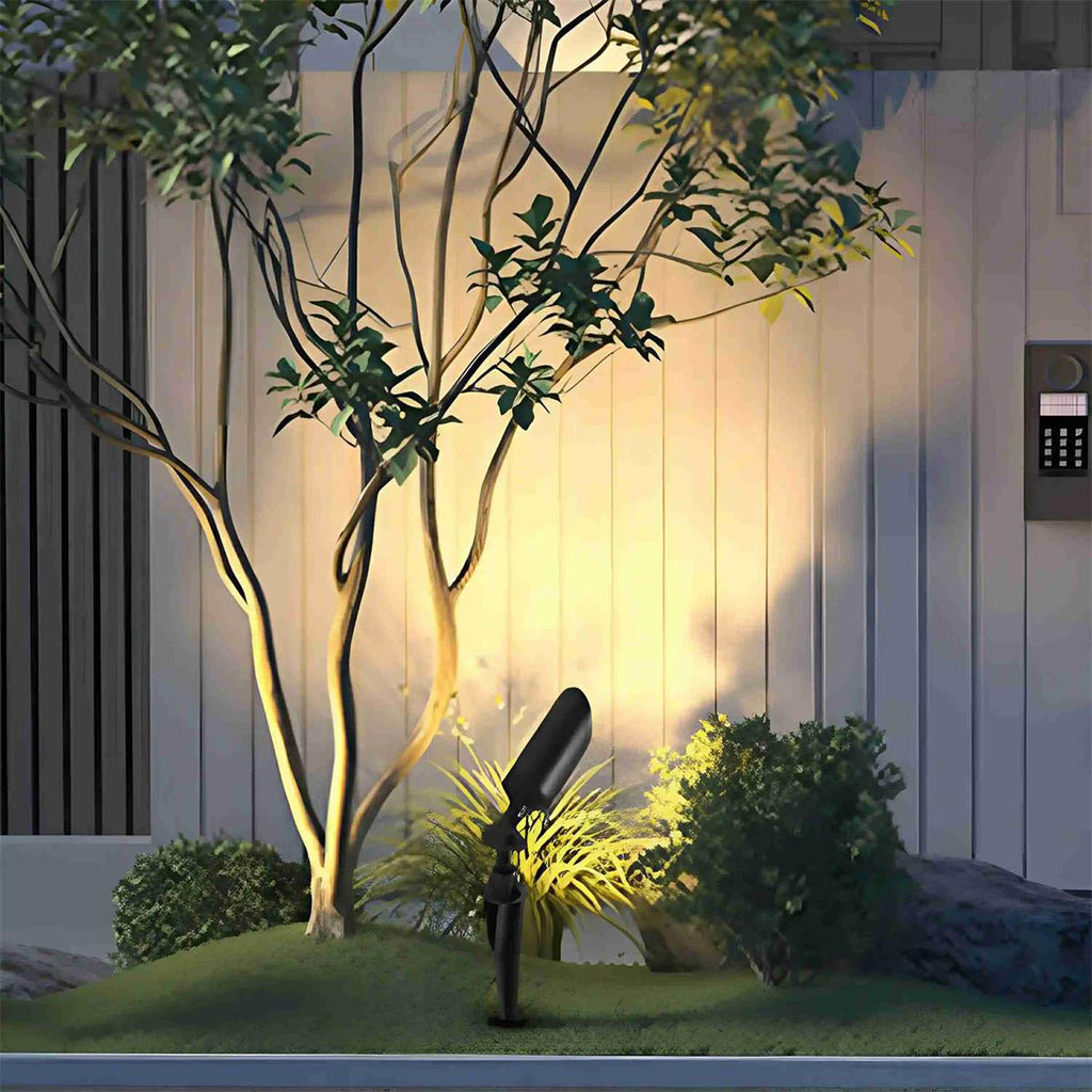 IP65 Aluminum Ground Garden Spotlight, 5W, Black, Solar or Wired, Adjustable