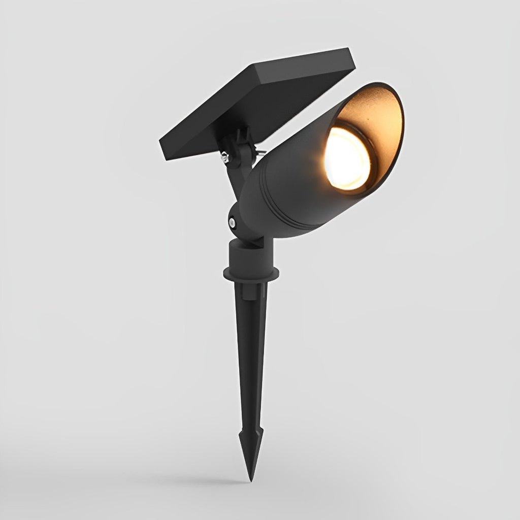 IP65 Aluminum Ground Garden Spotlight, 5W, Black, Solar or Wired, Adjustable