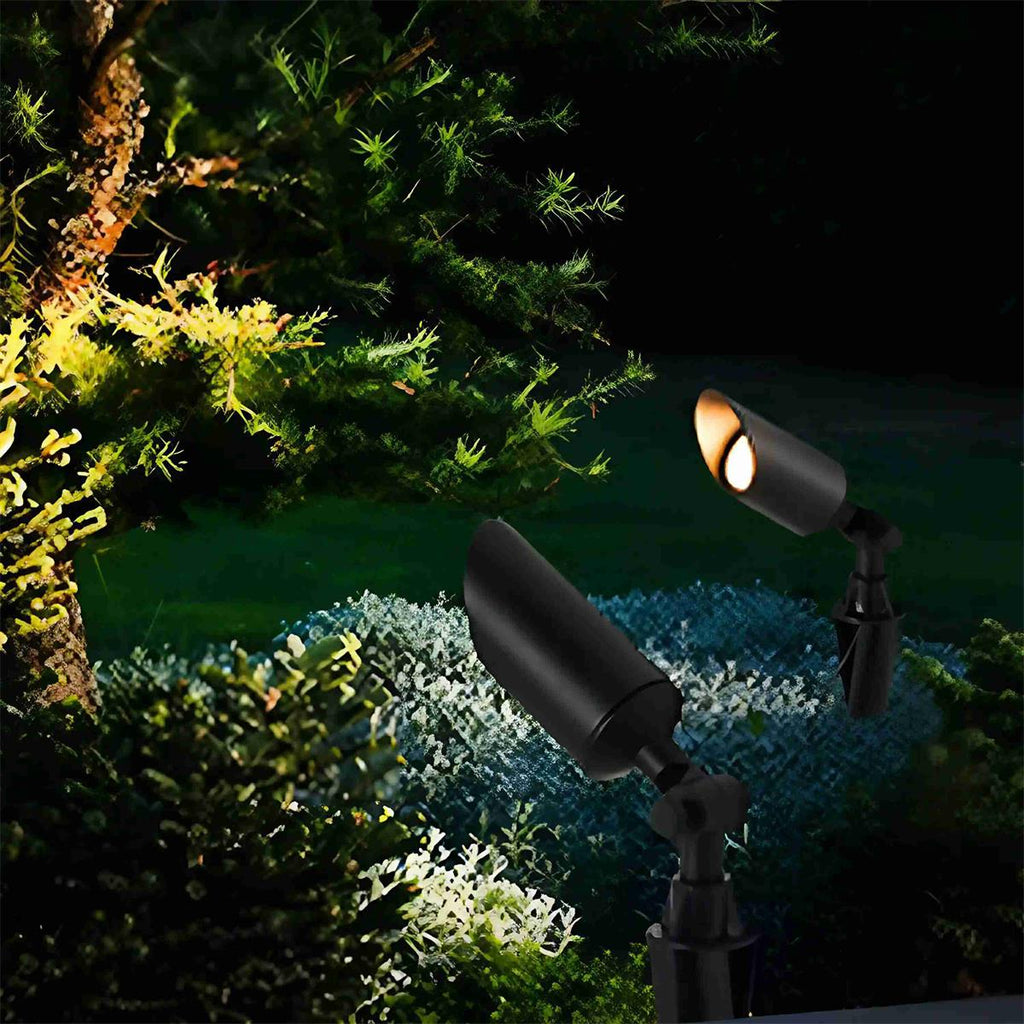 IP65 Aluminum Ground Garden Spotlight, 5W, Black, Solar or Wired, Adjustable