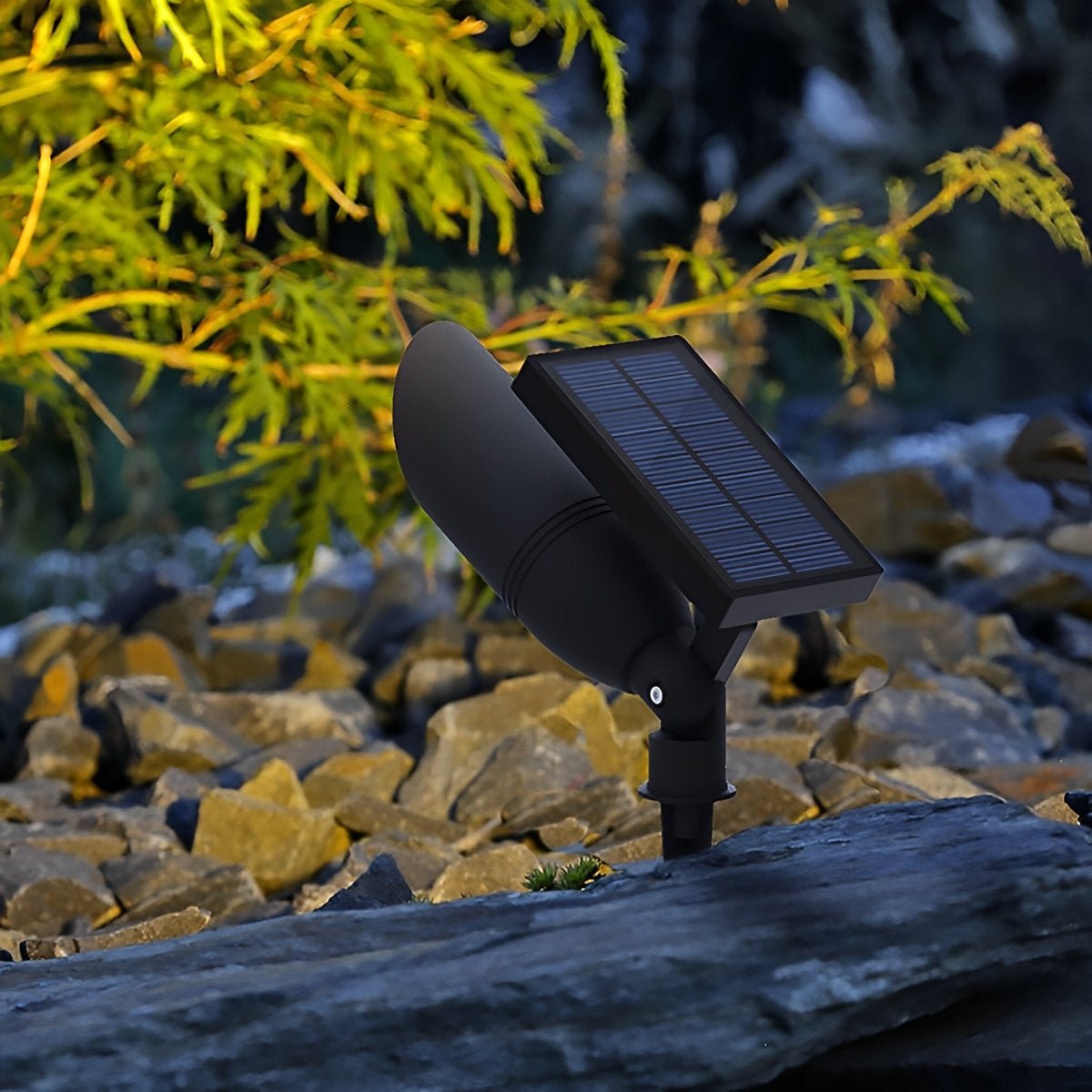 IP65 Aluminum Ground Garden Spotlight, 5W, Black, Solar or Wired, Adjustable