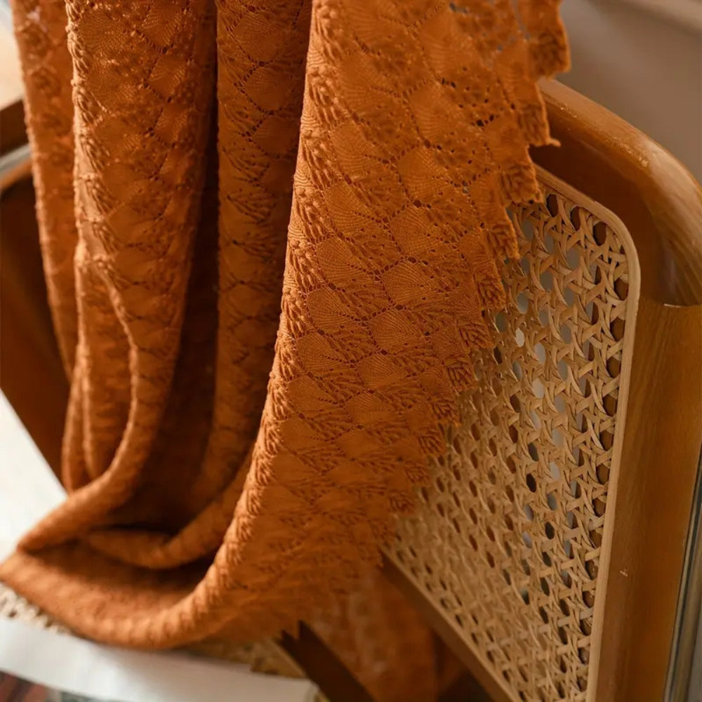 Boho Crochet Window Valance with Amber Hue | Ka-mostore