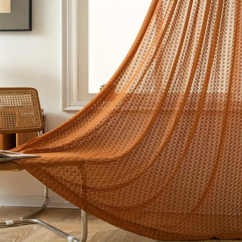 Boho Crochet Window Valance with Amber Hue | Ka-mostore