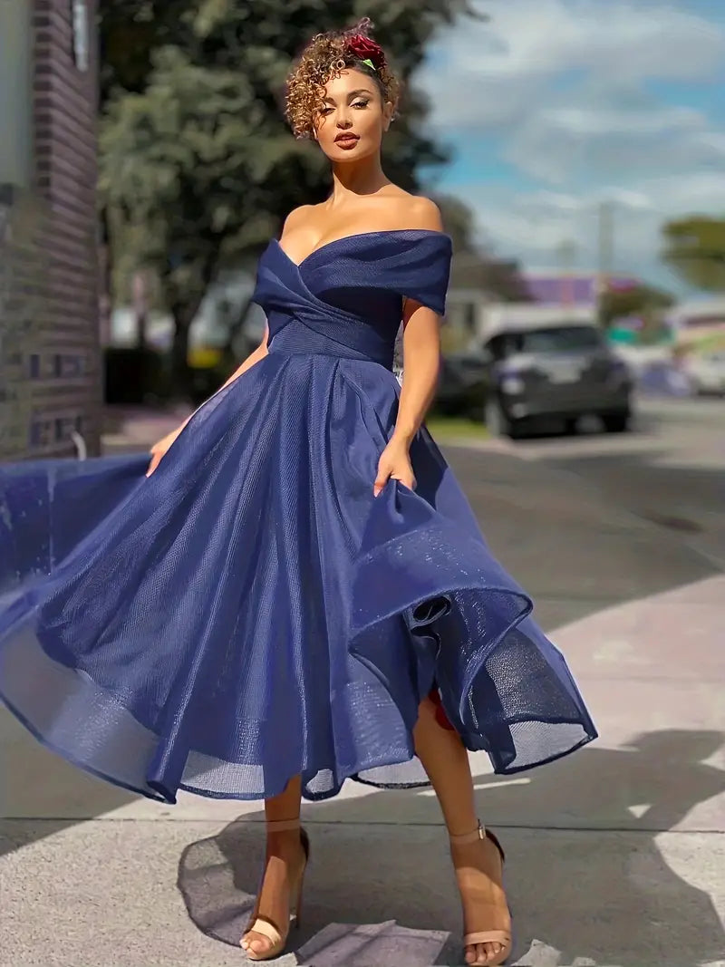 Anouk - Long Dress with Off-Shoulder Design, Flattering Cut | Ka-mostore