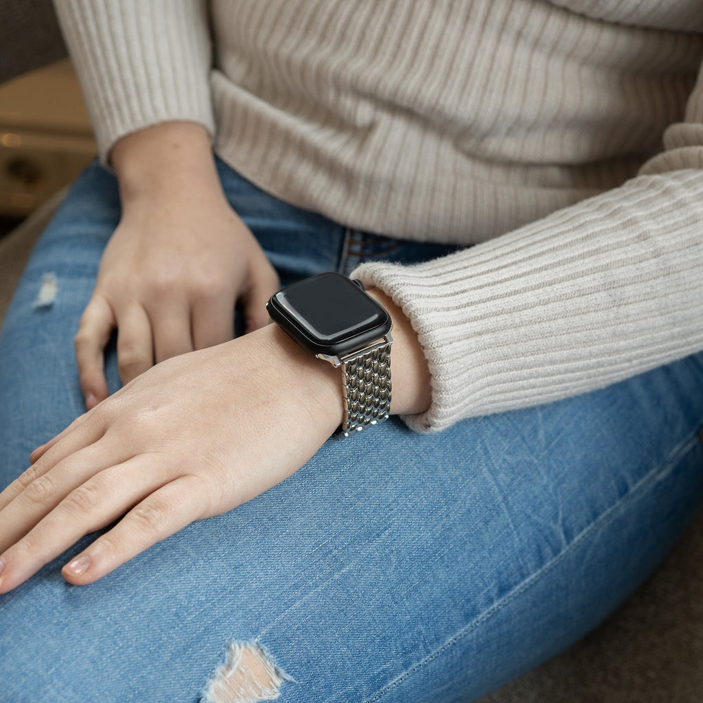 Steel Dragon Strap for Apple Watch in Silver Finish