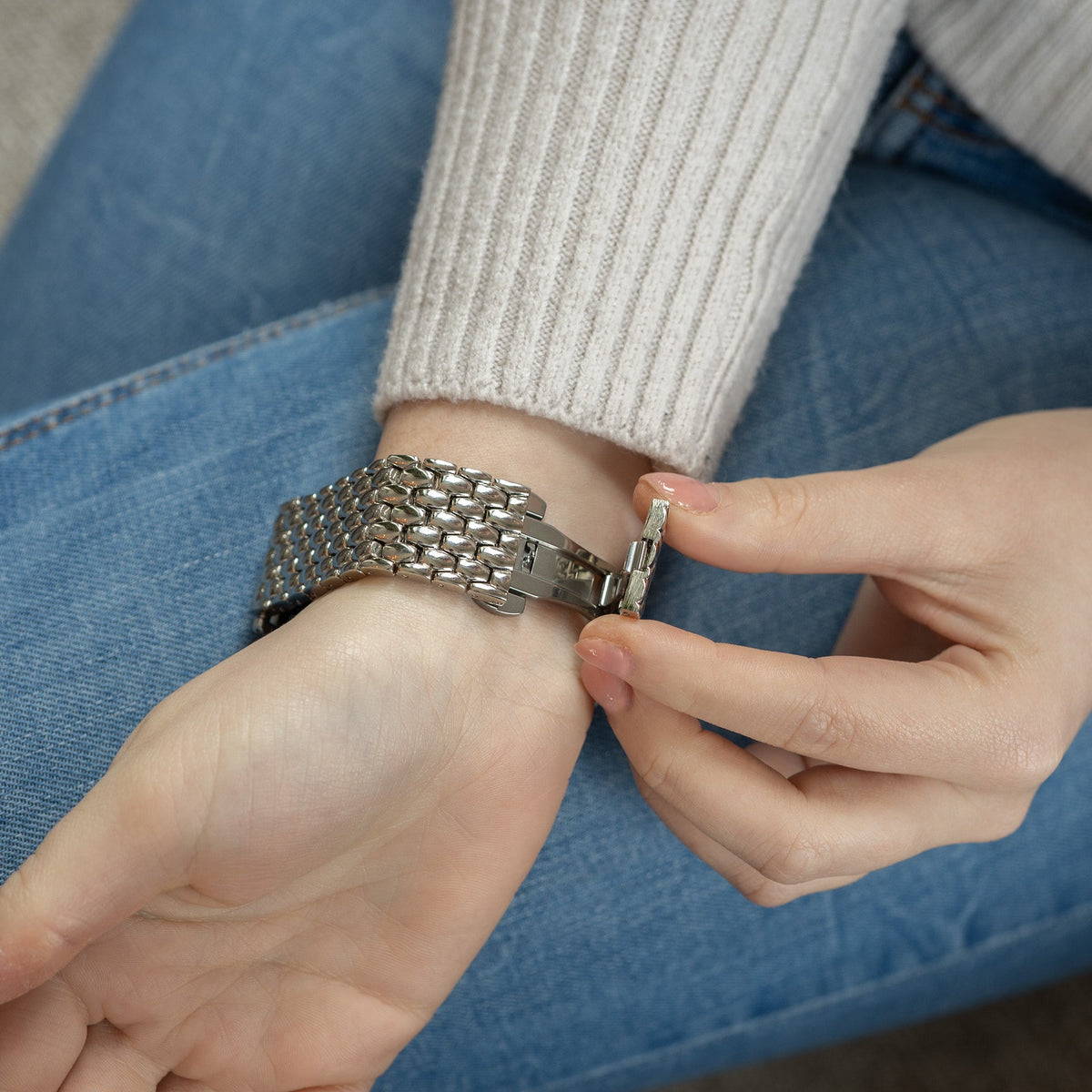 Steel Dragon Strap for Apple Watch in Silver Finish