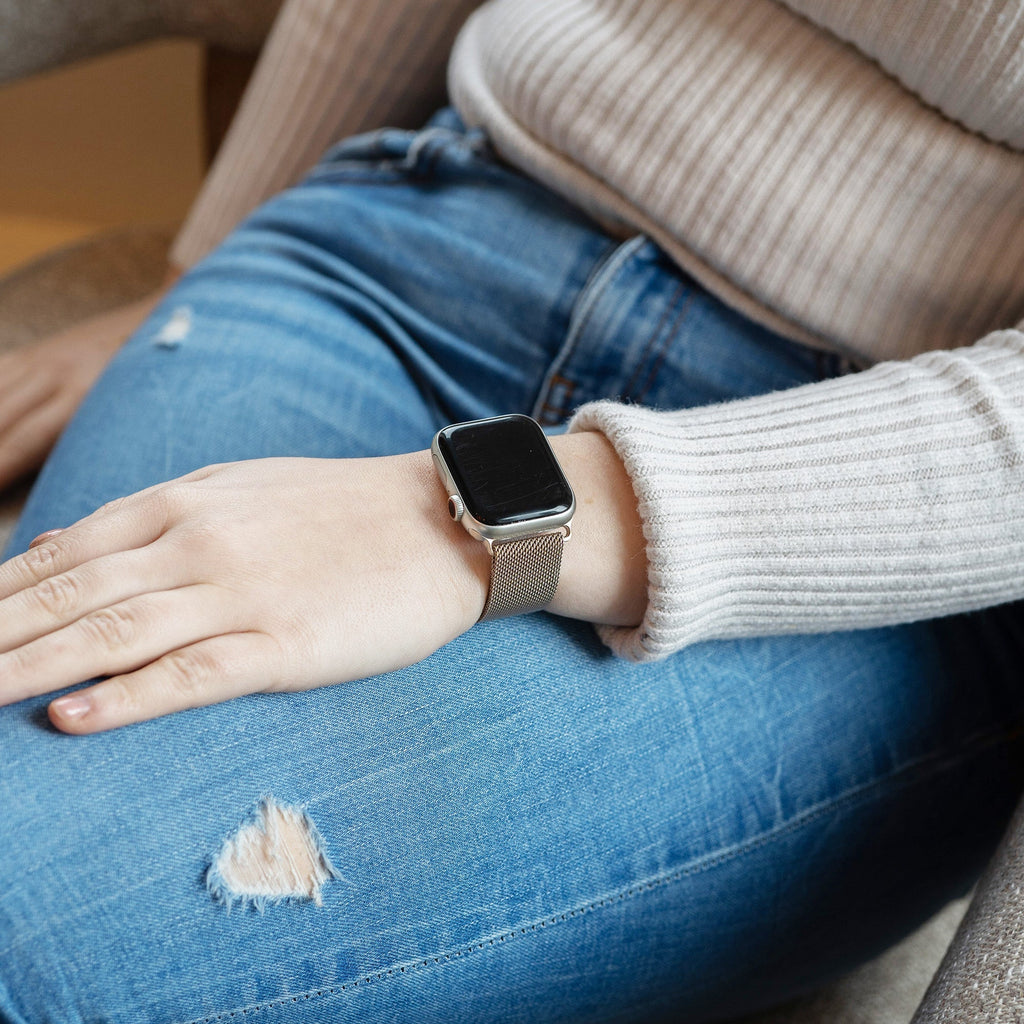 Milanesisk rem för Apple Watch — champagnefärgad finish