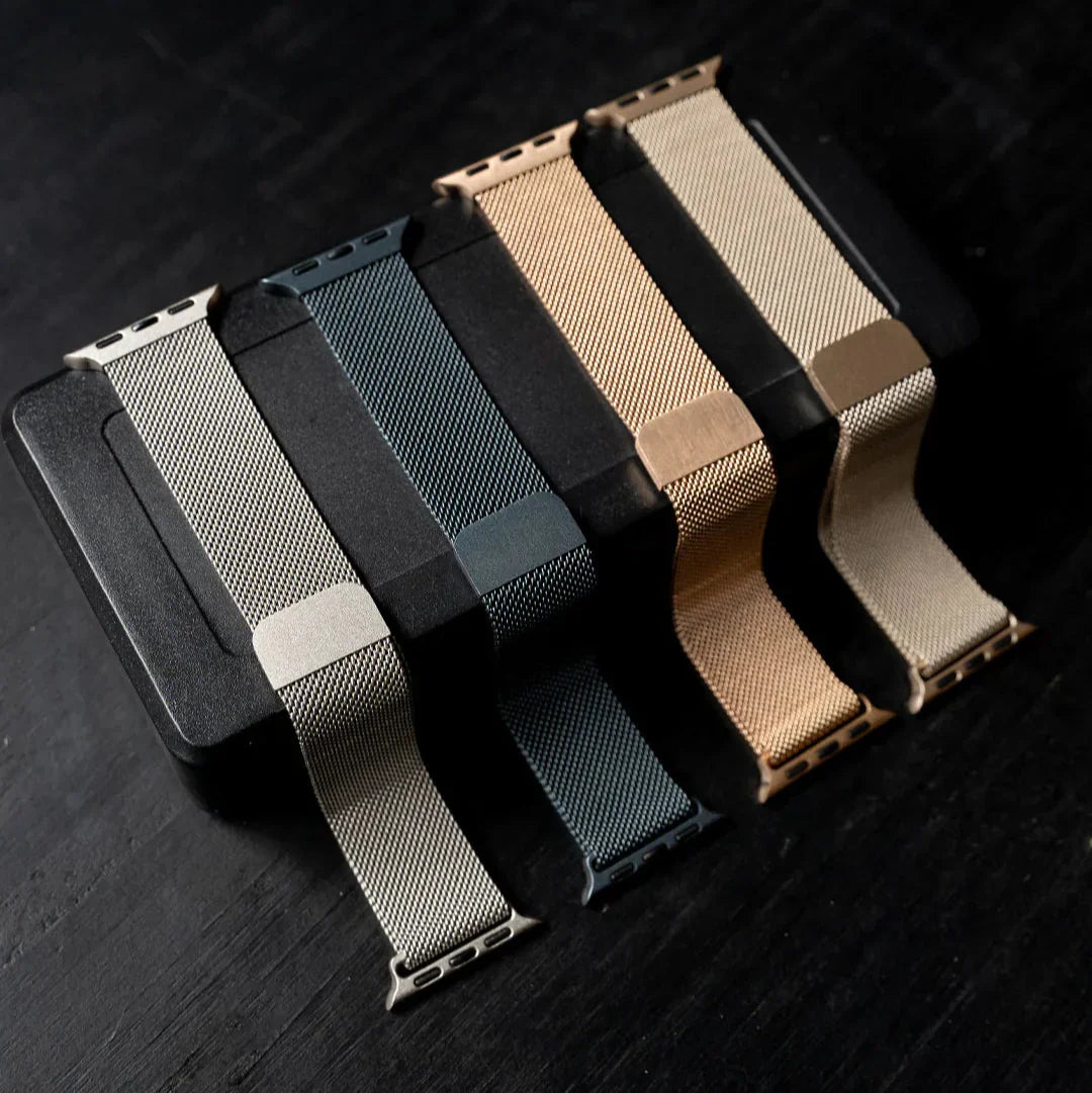 Correa milanesa para Apple Watch — diseño italiano de eslabones plateados
