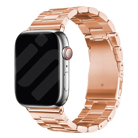 Ocelový řemínek pro Apple Watch v růžově zlaté barvě — zapínání se skládací sponou