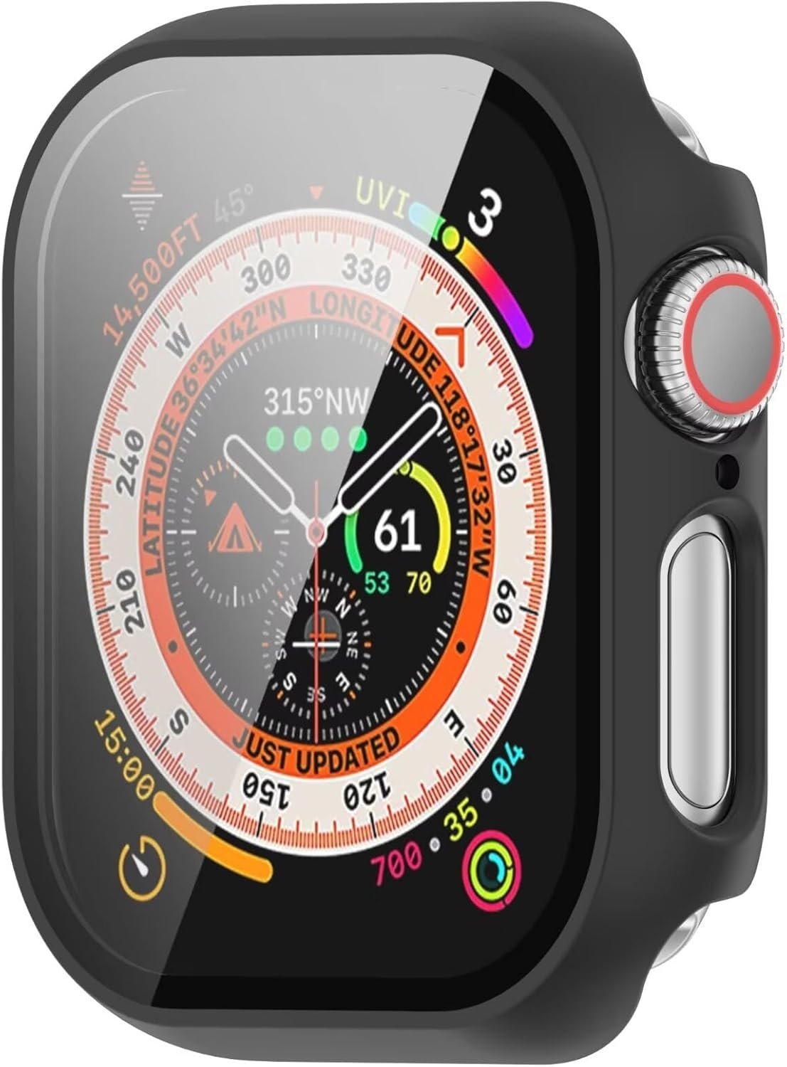 Slitstarkt skyddsfodral för Apple Watch — integrerat glasskydd, svart