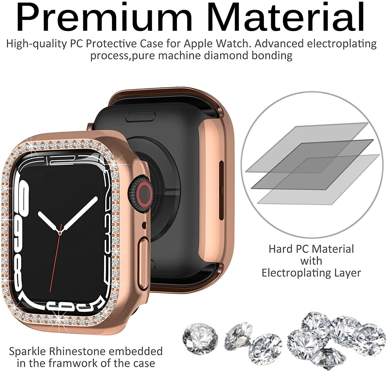 Apple Watch Rose Gold Diamond PC Hard Case