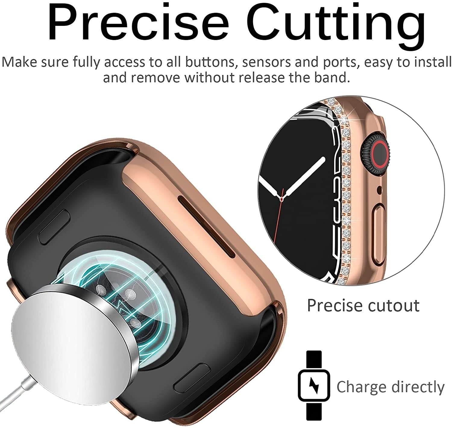 Apple Watch Rose Gold Diamond PC Hard Case