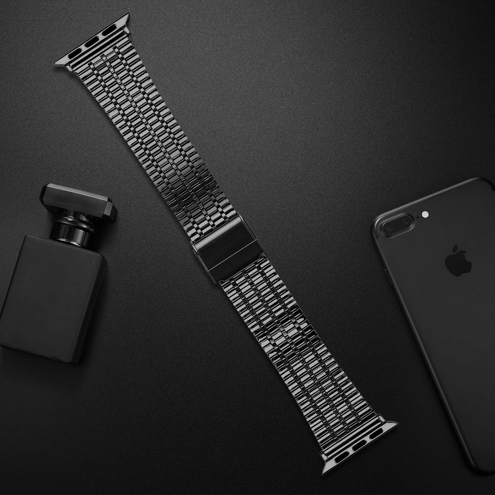 Apple Watch Armband aus schwarzem Edelstahl — feines Stahlarmband