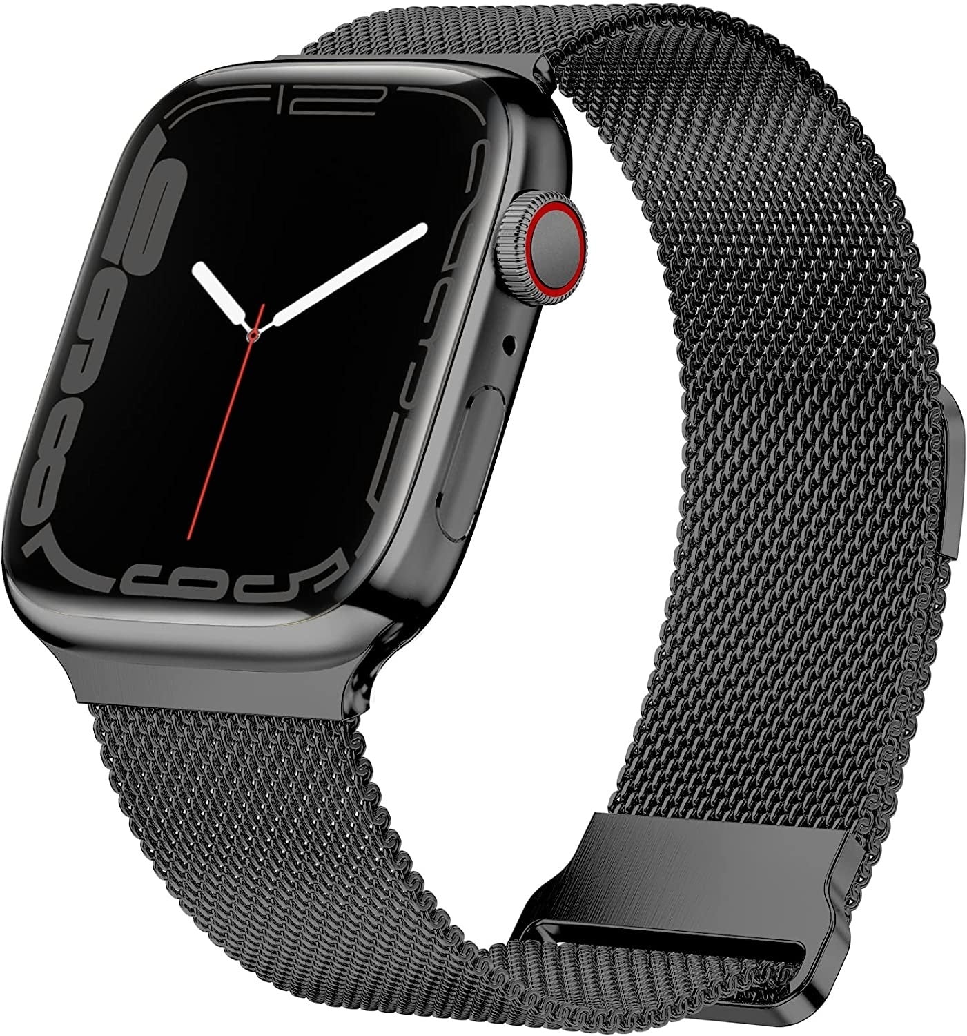 Apple-Watch-Milanese-Armband – Detailansicht der schwarzen Schließe