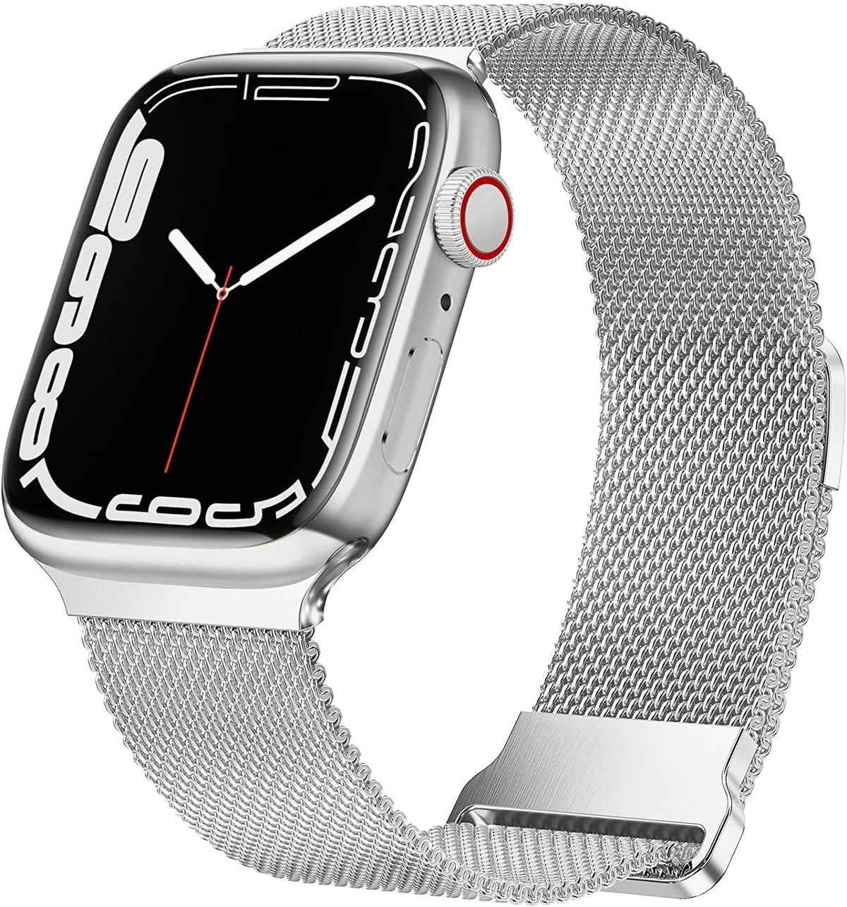 سوار Apple Watch ميلانيزي بلمسة فضية وإغلاق بإبزيم آمن