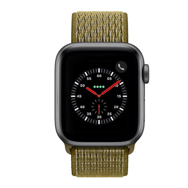 Olive Woven Nylon Apple Watch Strap Slightly Stretchy