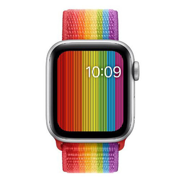 Nylonový řemínek pro Apple Watch — duhové barvy, měkká pružná tkanina