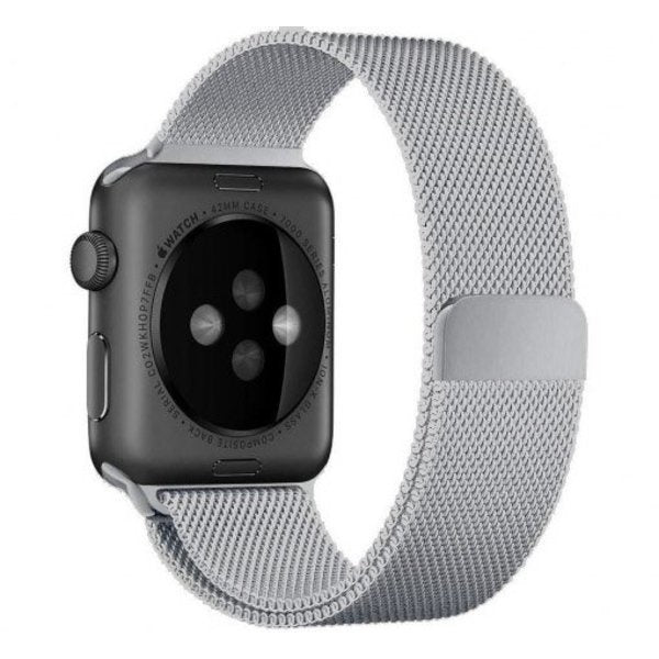 Correa milanesa para Apple Watch — diseño italiano de eslabones plateados
