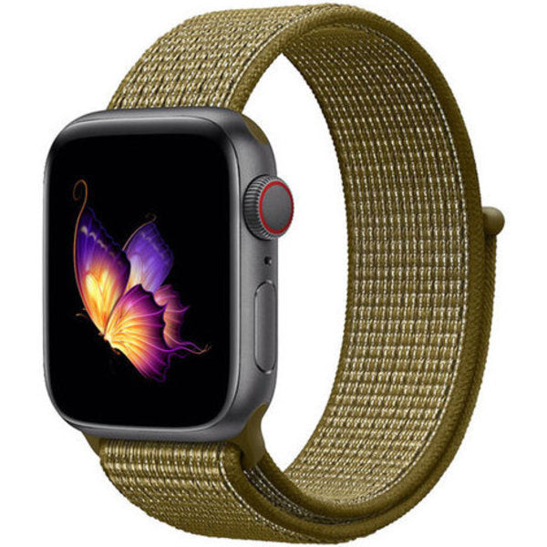 Olive Woven Nylon Apple Watch Strap Slightly Stretchy