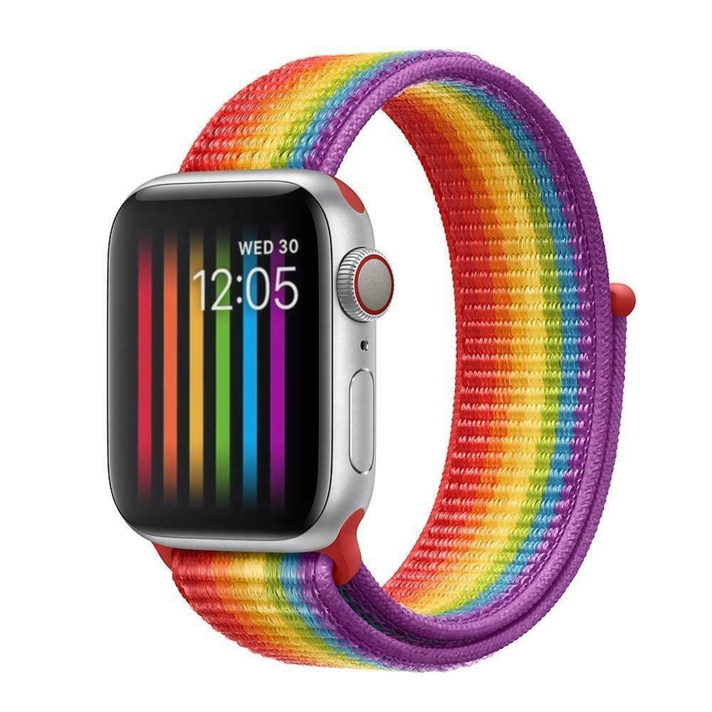 Nylonový řemínek pro Apple Watch — duhové barvy, měkká pružná tkanina