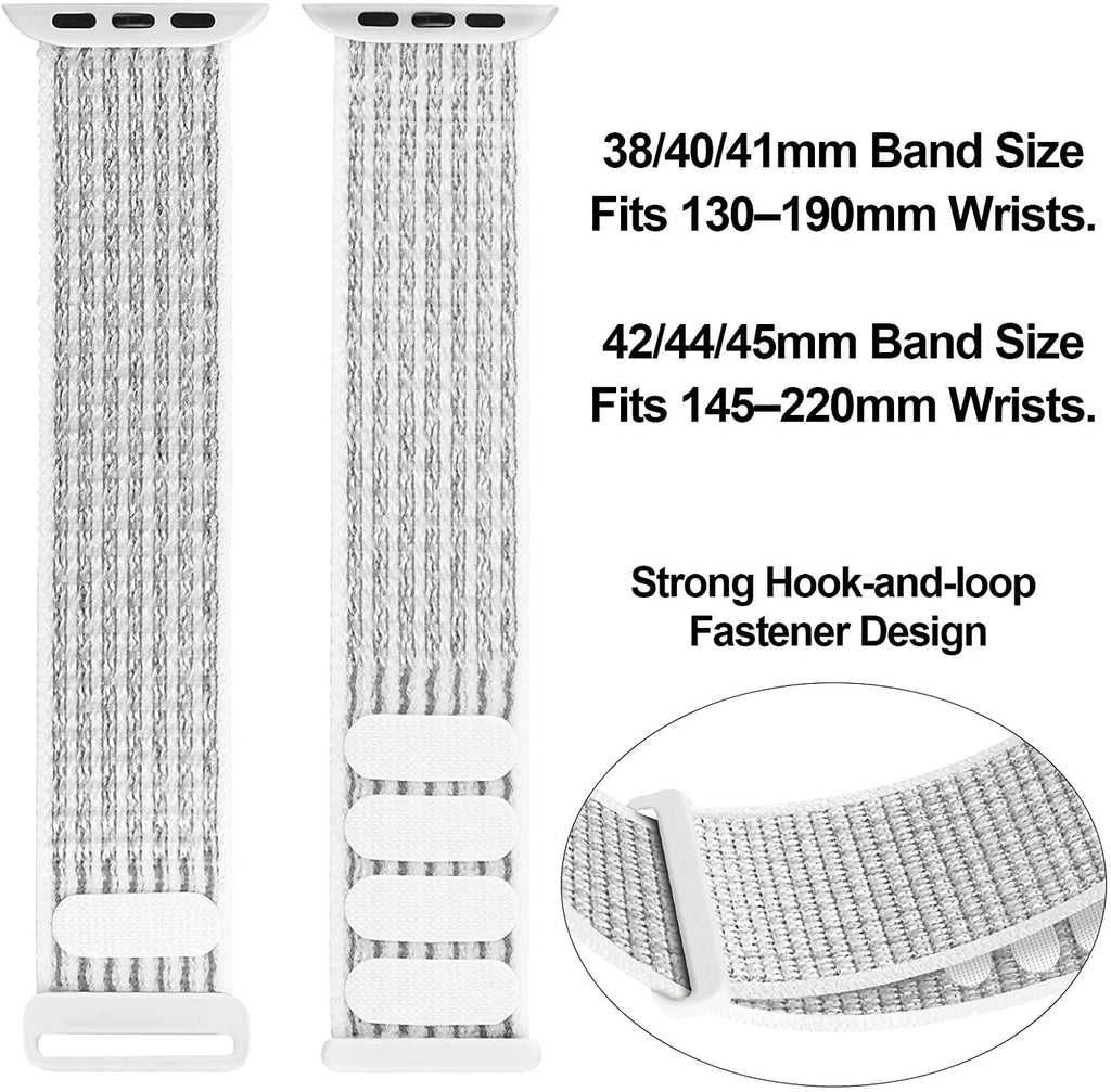 Apple Watch Nylon Loop-rem — hvid, justerbar velcrolukning