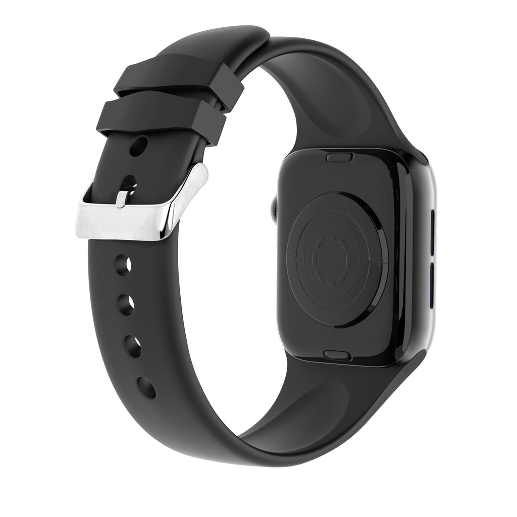 Czarny silikonowy pasek do Apple Watch — bezpieczne zapięcie na regulowaną klamrę