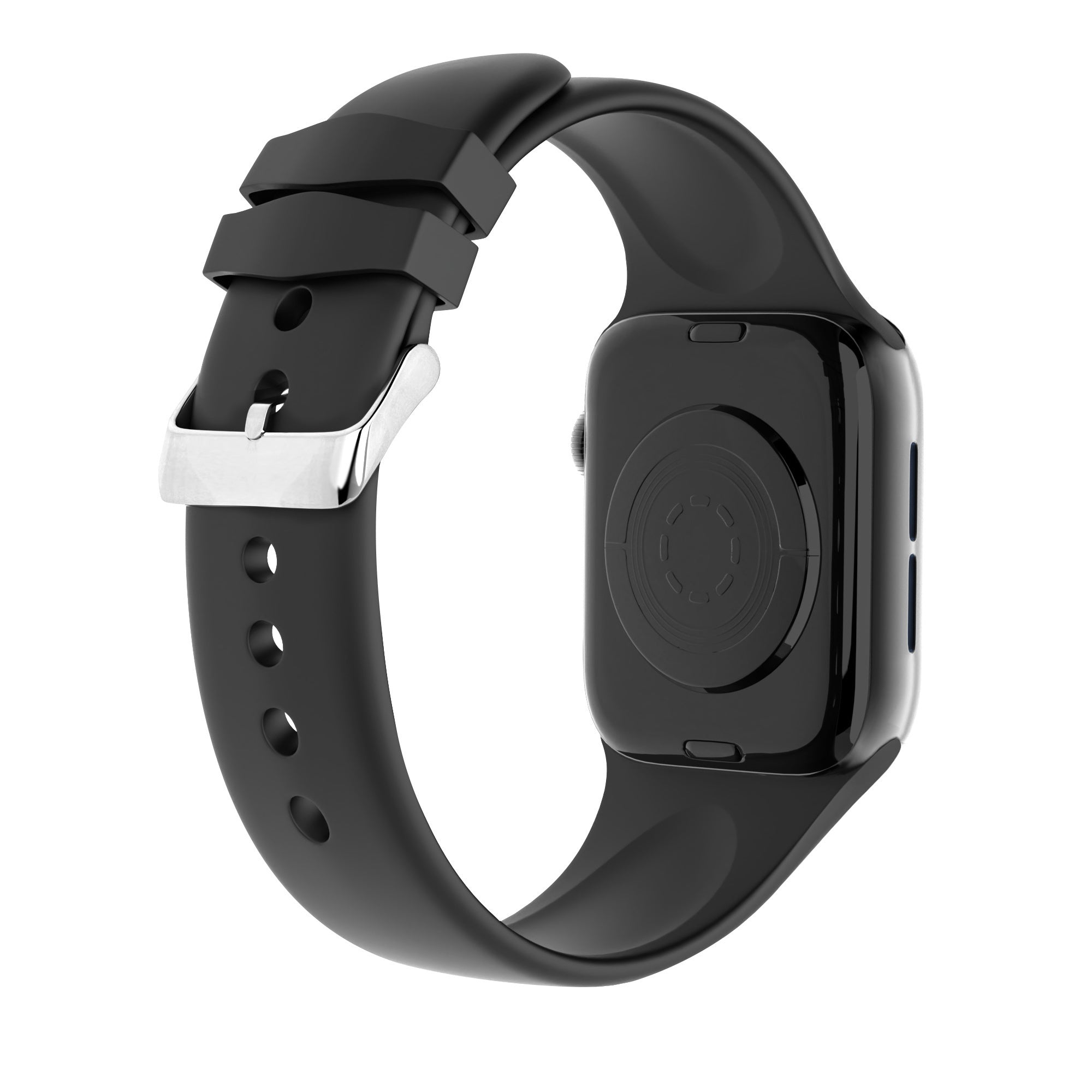 Czarny silikonowy pasek do Apple Watch — bezpieczne zapięcie na regulowaną klamrę