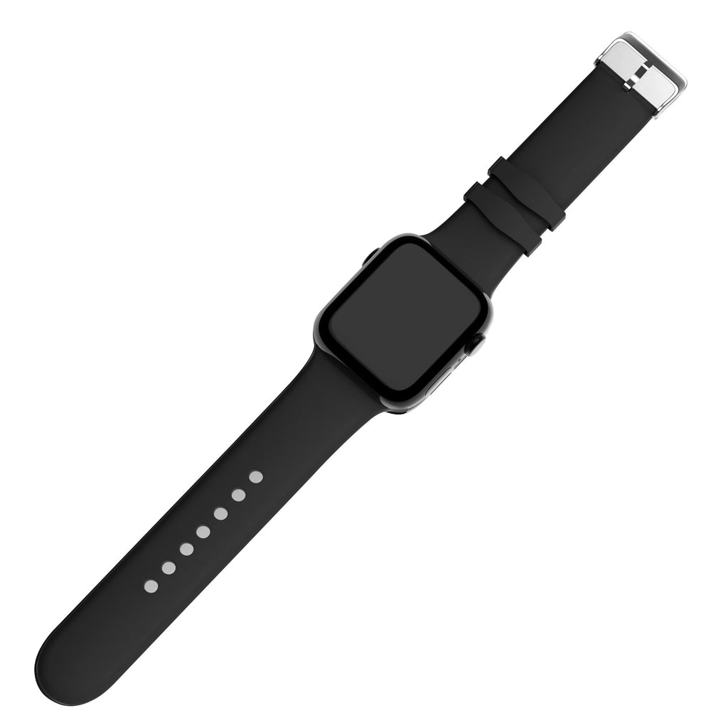 Czarny silikonowy pasek do Apple Watch — bezpieczne zapięcie na regulowaną klamrę