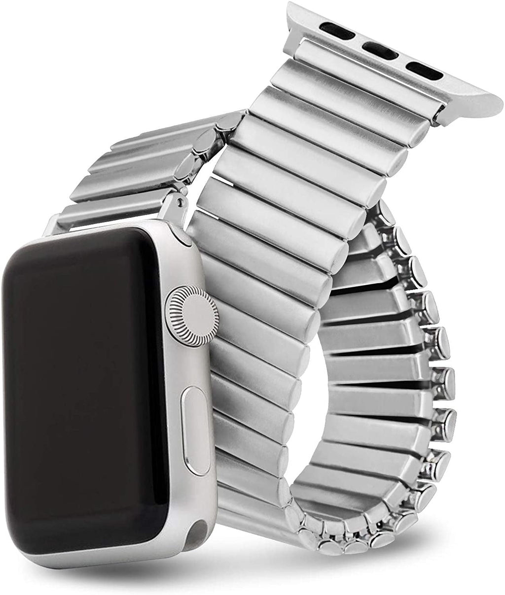 سوار Apple Watch من الفولاذ المقاوم للصدأ باللون الفضي، مرن