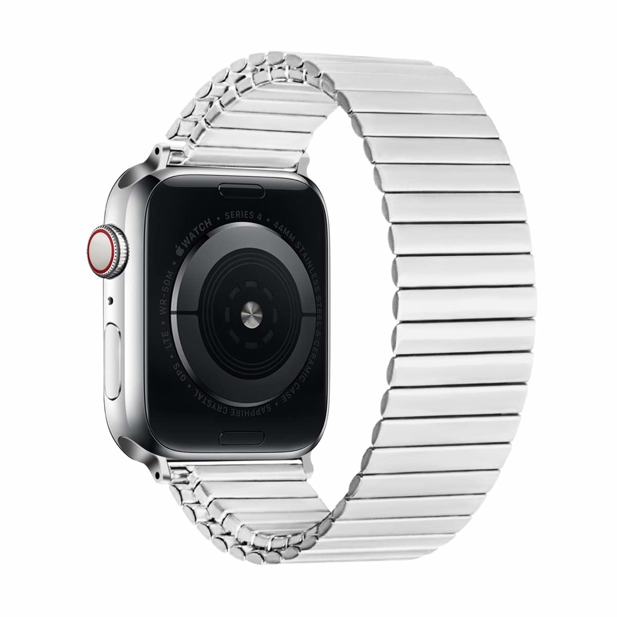 سوار Apple Watch من الفولاذ المقاوم للصدأ باللون الفضي، مرن