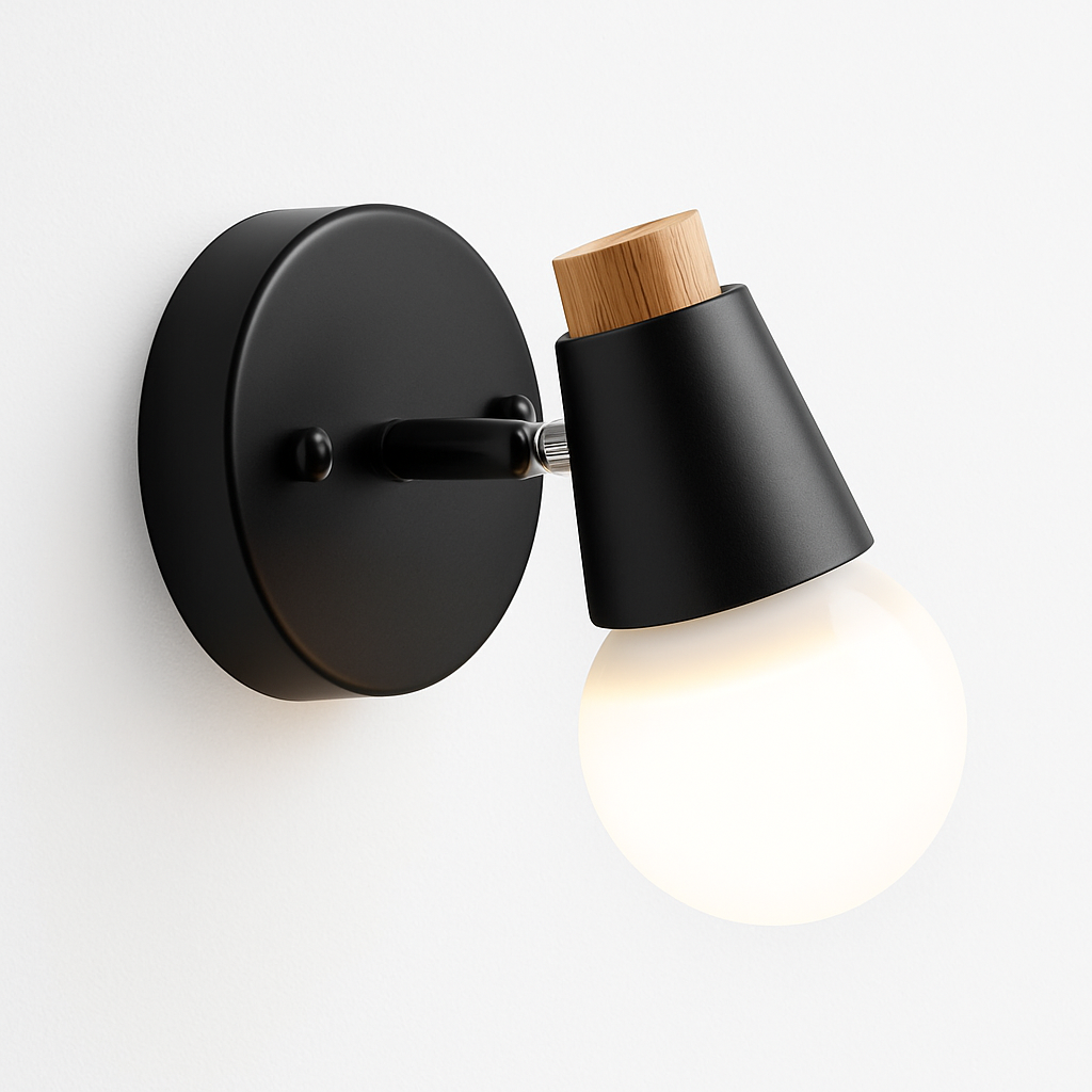 Deer Antler Wall Light Black Metal And Wood E27 Fixture For Living Room