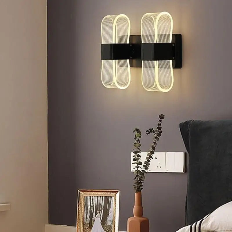 LED-væglampe i skandinavisk stil, akryl og aluminium, varm hvid, guld eller sort