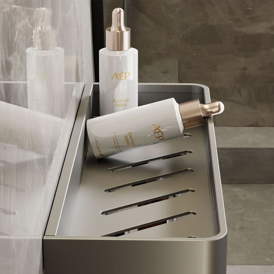 AQUASHELF – Elegáns fürdőszobai fali polc törölközőtartóval és fúrás nélküli felszereléssel | Ka-mostore