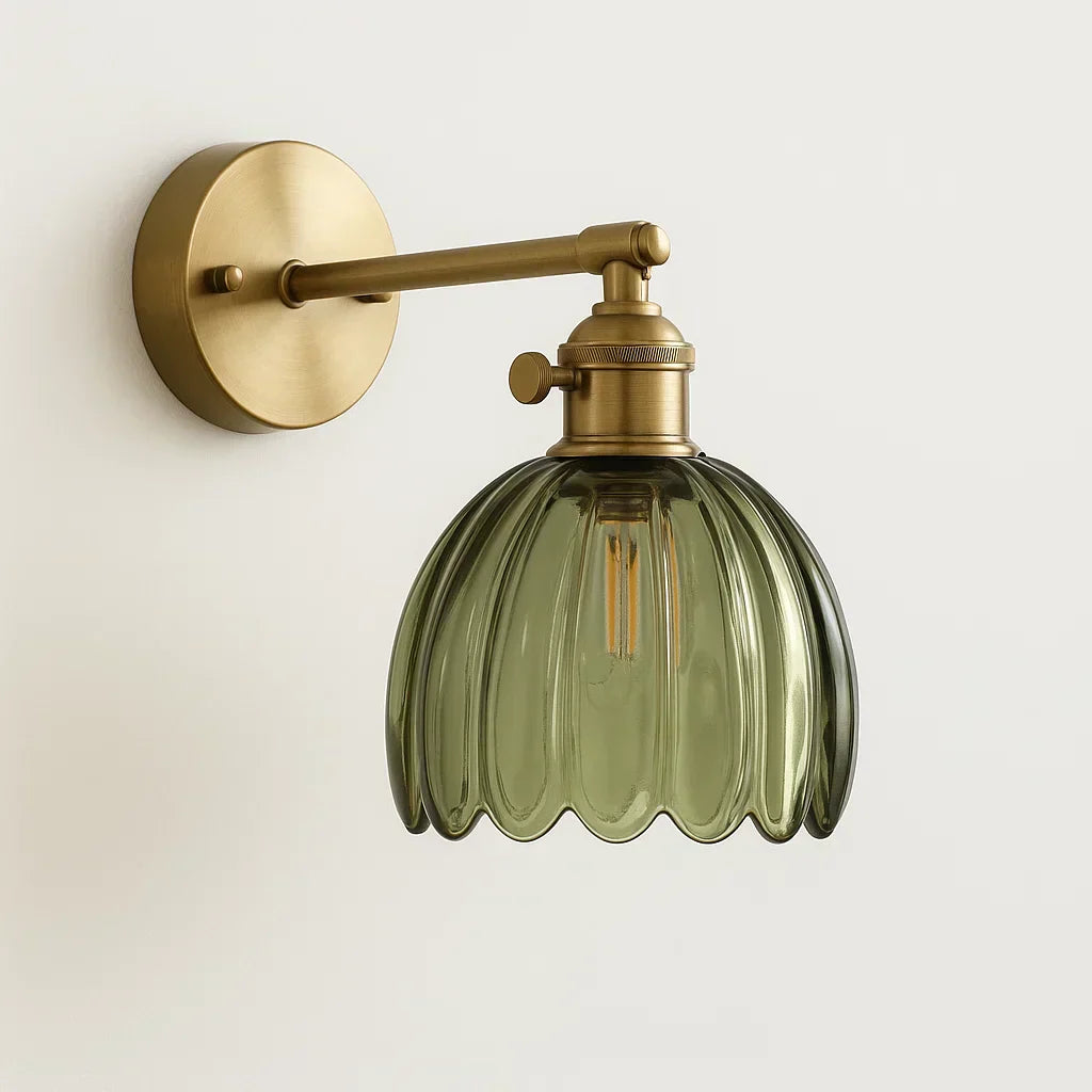 Nástěnné světlo z mosazi ve tvaru tulipánu, vintage květinový styl s paticí E27