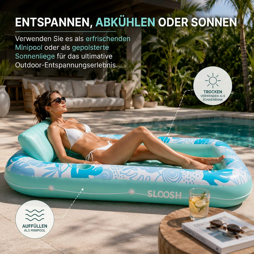 Aqua Lounger oppustelig luftmadras til swimmingpool — hurtig oppustning, kompakt opbevaring