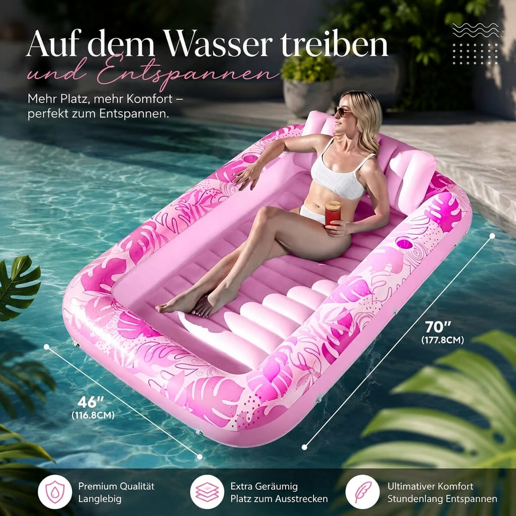 Aqua Lounger oppustelig luftmadras til swimmingpool — hurtig oppustning, kompakt opbevaring