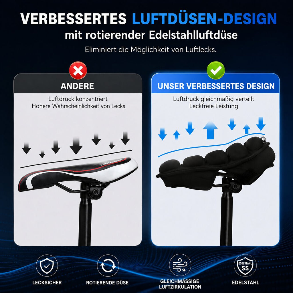 غطاء مقعد دراجة قابل للنفخ من AirSaddle — وسادة مقعد هوائية