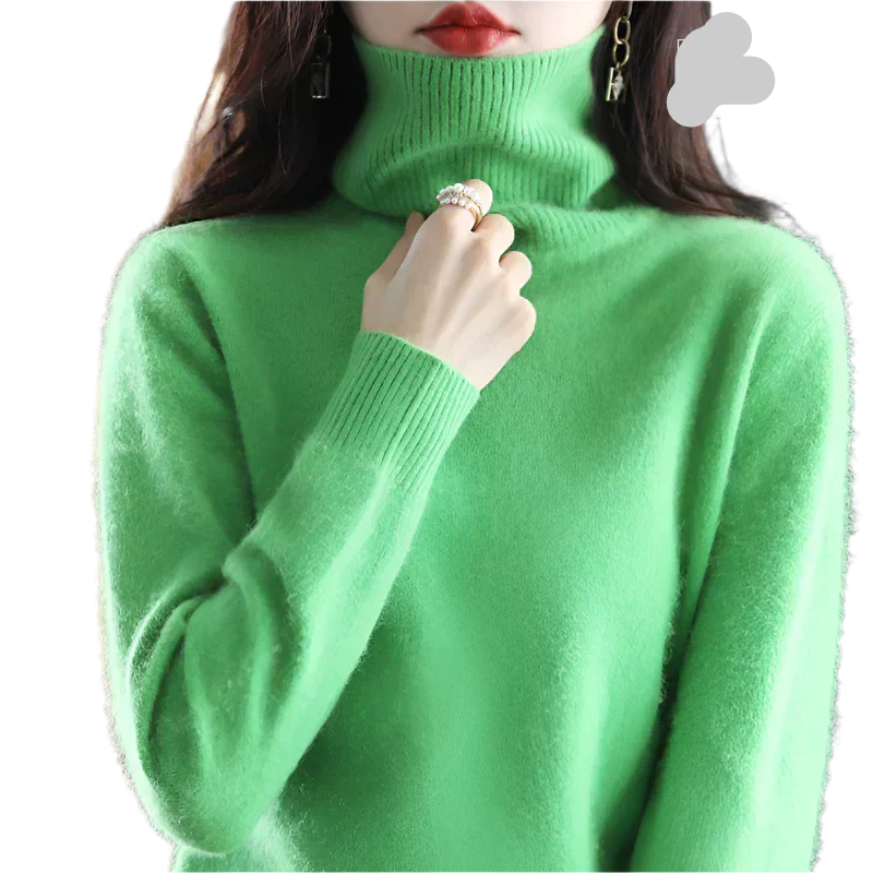كنزة نسائية بياقة عالية من الكشمير 100% من AuroraWeave، محاكة للخريف | Ka-mostore