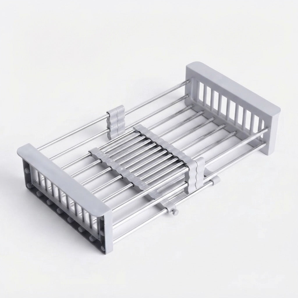 Scolapiatti espandibile in acciaio inox per lavello - Supporti antiscivolo in ABS