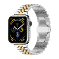 Jubilee-rem i stål til Apple Watch — sølv og guld, karakteristisk leddesign