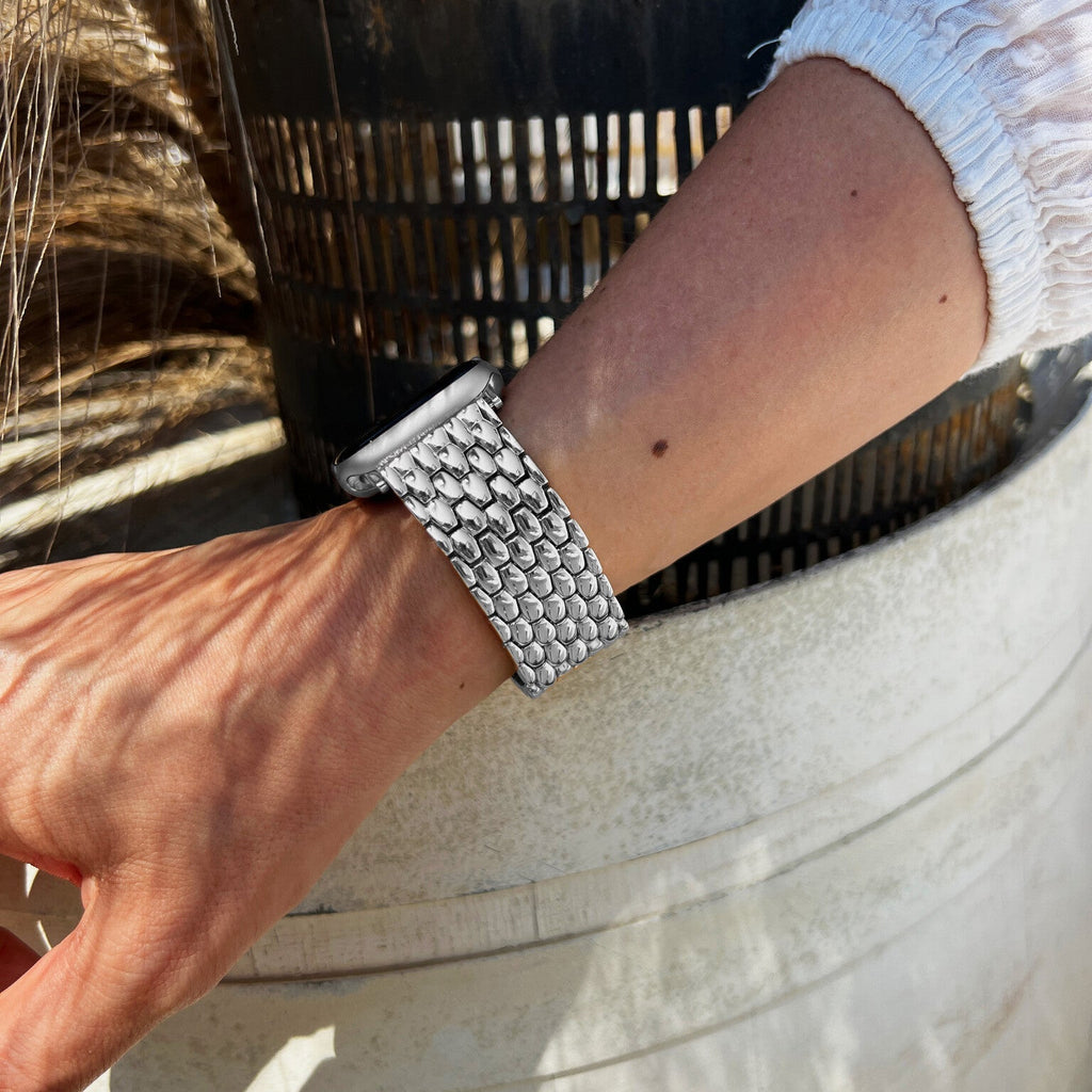 Steel Dragon Strap for Apple Watch in Silver Finish