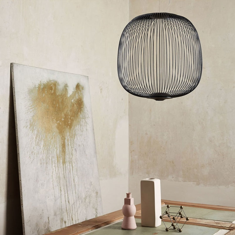 Spokes Motif Pendant Light For Modern Interiors, Diameter Of 35 Cm, Height Of 135 Cm, Ideal For Dining Rooms
