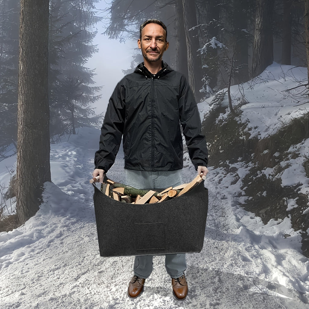 Large Felt Storage Basket For Firewood 55L For Fireplace And Stove