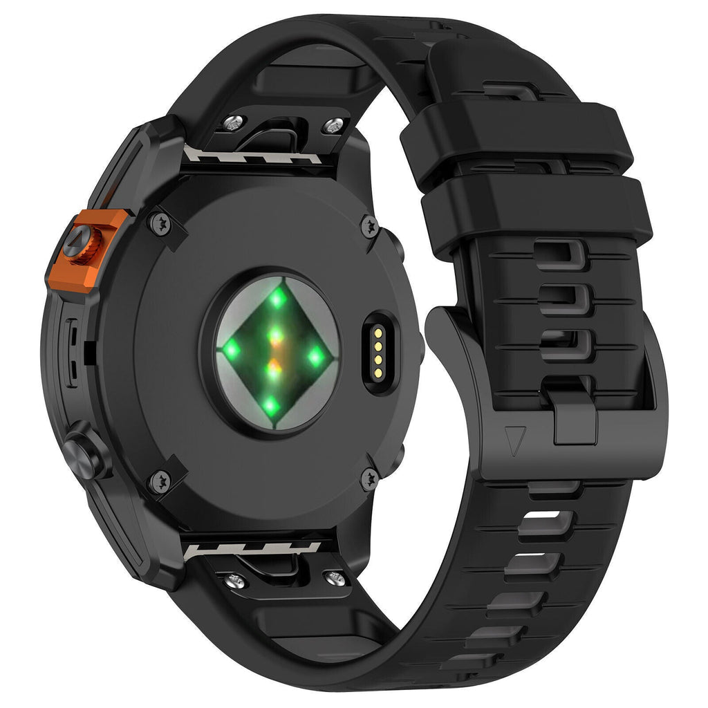 Black and Grey Garmin Fenix 5/6 Sport Strap — Secure Buckle