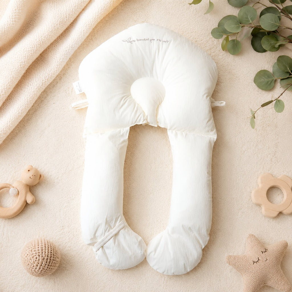 Cradle Contour Baby Positioning Pillow — Adjustable Side Support, Recessed Head Zone