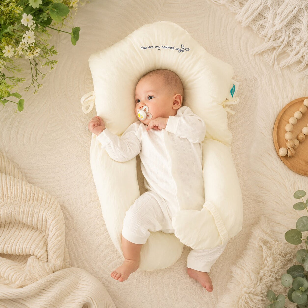 Cradle Contour Baby Positioning Pillow — Adjustable Side Support, Recessed Head Zone