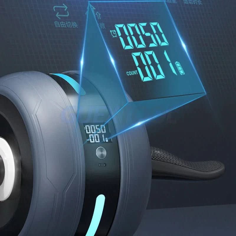 Rolo abdominal CoreRoll — Treinador abdominal com retorno automático e contador integrado